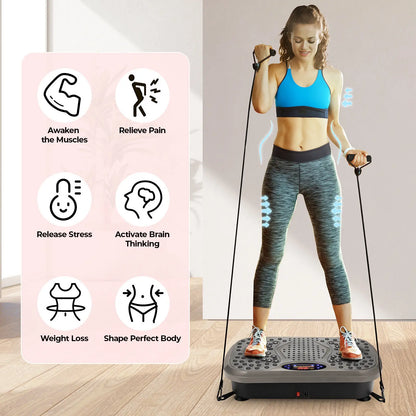 Vibration Plate Exercise Machine – Whole Body Fitness Platform with Loop Bands for Home Workout
