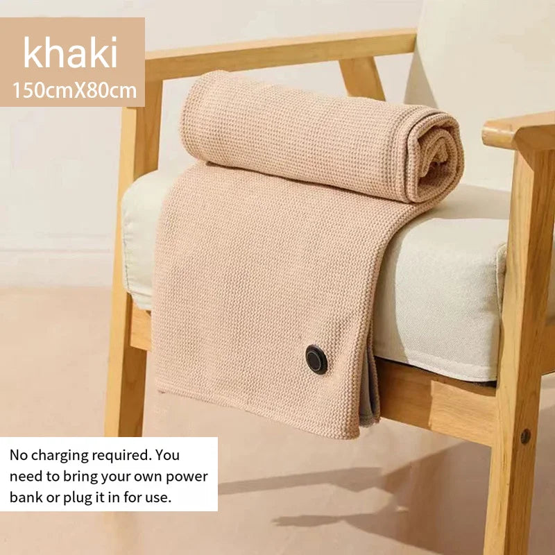 Electric Heating Shawl & Wearable Blanket – Rechargeable, Washable Heated Blanket for Outdoor, Office & Travel Use