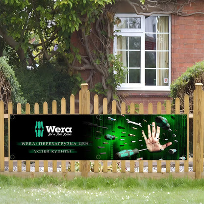 60x240cm WeraS Tools Garage Banner - Polyester Wall Tapestry with Brass Grommets for Indoor & Outdoor Decor