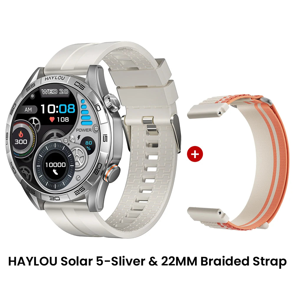 HAYLOU Solar 5 Smartwatch — 1.58" AMOLED, Voice Calling, 24H Health & Sports Tracker for Men