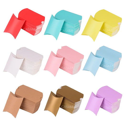 10/20/30PCS Colorful Pillow Candy Boxes – Kraft Paper Gift Packaging Bags for Christmas, Wedding Favors & Birthday Party Decorations