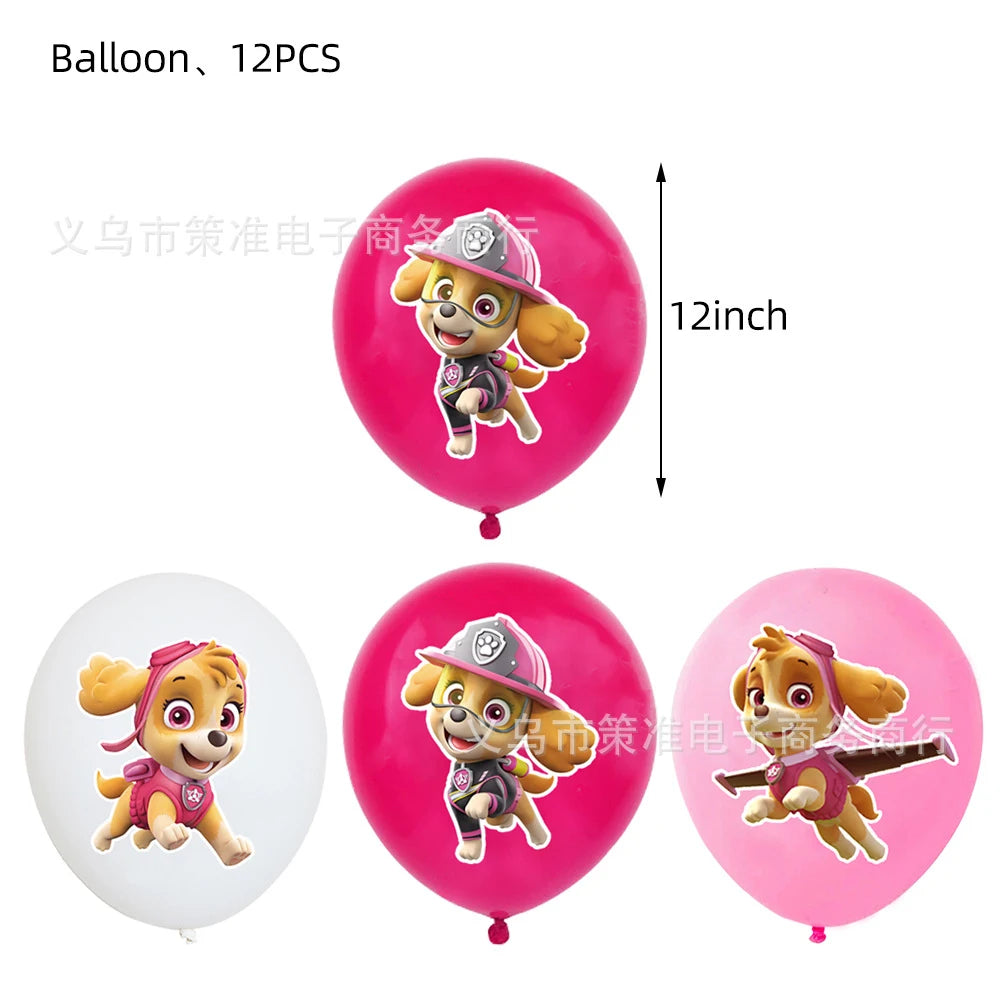 PAW Patrol Skye Pink Birthday Party Decorations Set – Foil Balloon Backdrop, Disposable Tableware & Baby Shower Supplies for Girls Kids Gifts