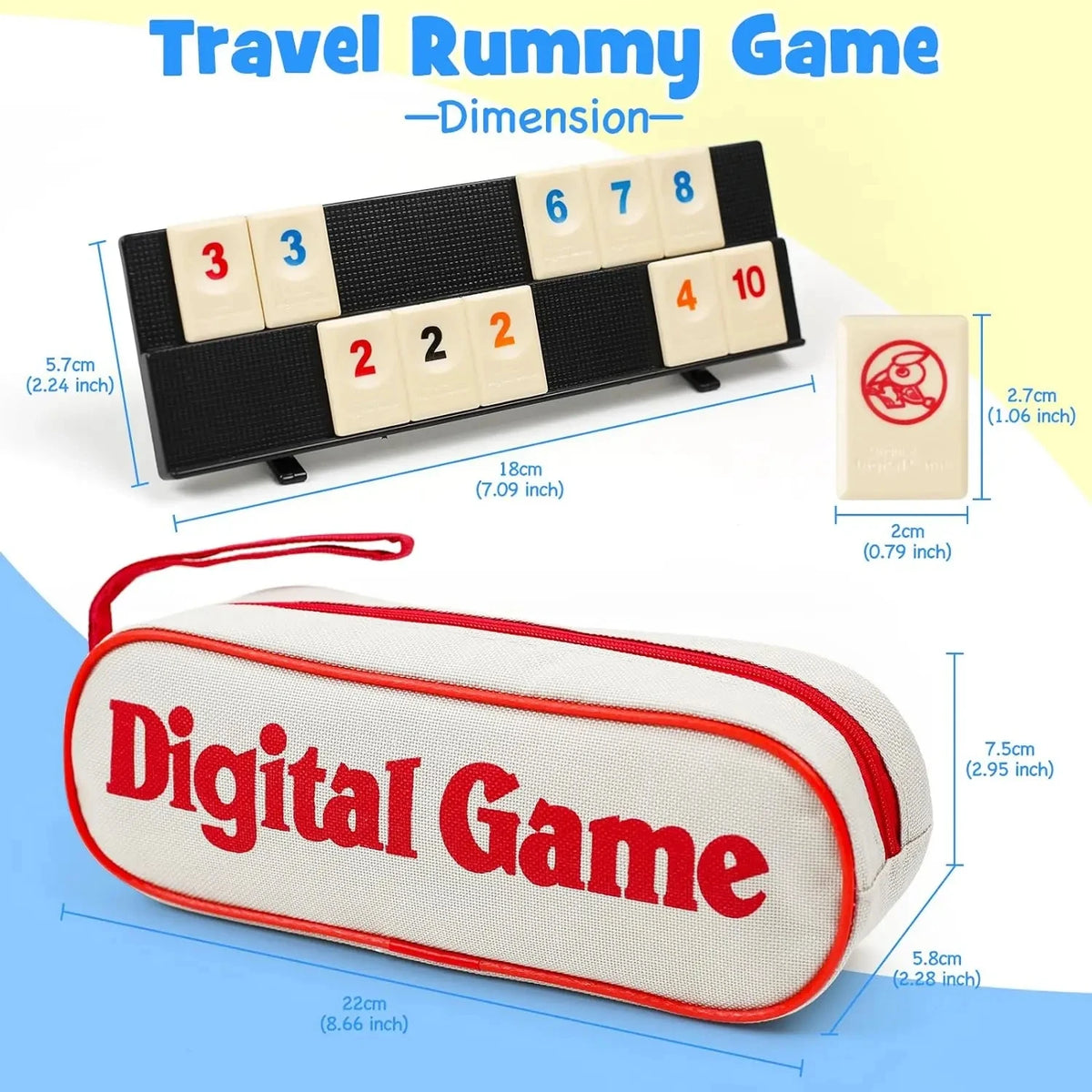 Rummy Cube Game Set – 106 Tiles, 4 Player Racks, and Portable Case for Family Game Nights and Travel