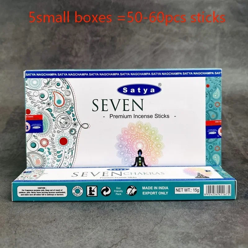 5BOX NAG Champa Indian Incense Set – Satya Handmade Sticks with 6 Aromatic Scents for Home & Meditation