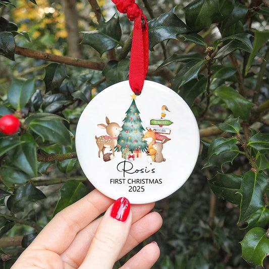 Personalized Baby First Christmas Ornament – Custom Ceramic Keepsake Photo Prop Gift for Infants