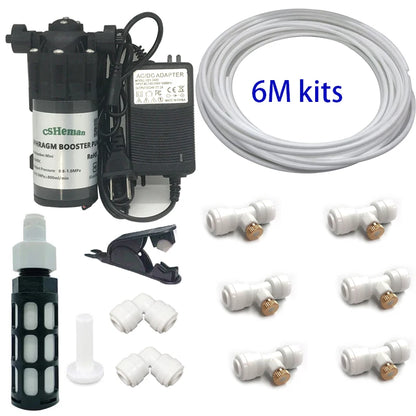 DIY Quiet Misting Cooling Kit – DC24V Pump Fog Nozzle Sprayer System for Patio, Garden, Greenhouse & Backyard Cooling