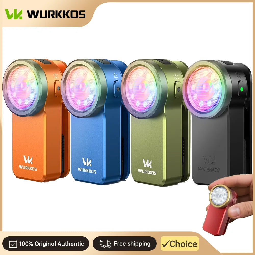 Wurkkos HD03 680LM Mini Clip Light - USB-C Rechargeable EDC Flashlight with RGB, Magnet & Spotlight/Floodlight