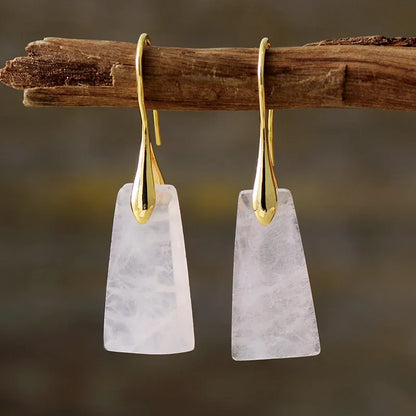 Bohemian Natural Stone Geometric Earrings - Luxury Emperor Stone Pendant Jewelry for Women