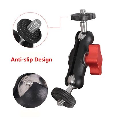 Camera Super Clamp with Double Ball Head Magic Arm – Metal Mount for DSLR, GoPro, Monitor, Light & Mic Photography Accessories