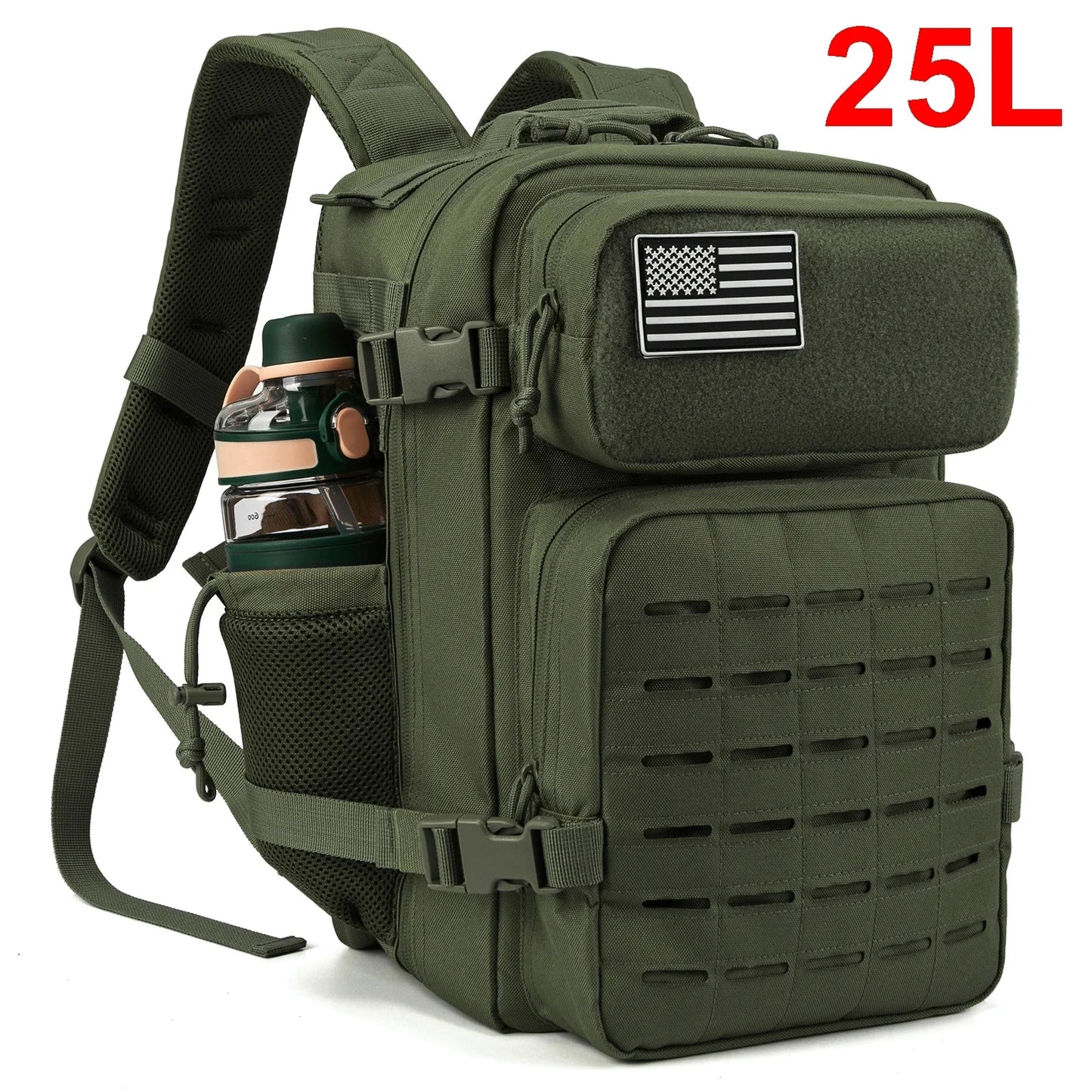 QT&QY 25L/45L Tactical Backpack – Outdoor Survival & Hiking Rucksack for Men & Women, Bug Out Bag with Bottle Holder