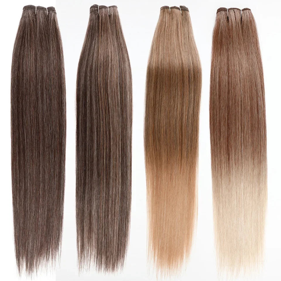26" Ombre Straight Synthetic Hair Extensions – Smooth Weaving, Full Blue Hair Bundles from Root to End