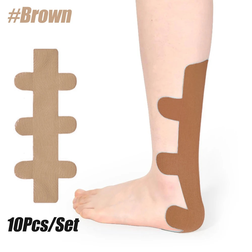 Kinesiology Achilles Tendon Tape - 10-Piece Elastic Athletic Support for Ankle and Achilles