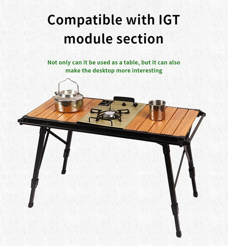 Newest Folding IGT Table – Lightweight Portable Roll-Up Table with Adjustable Legs for BBQ, Desktop Burner & Backpacking
