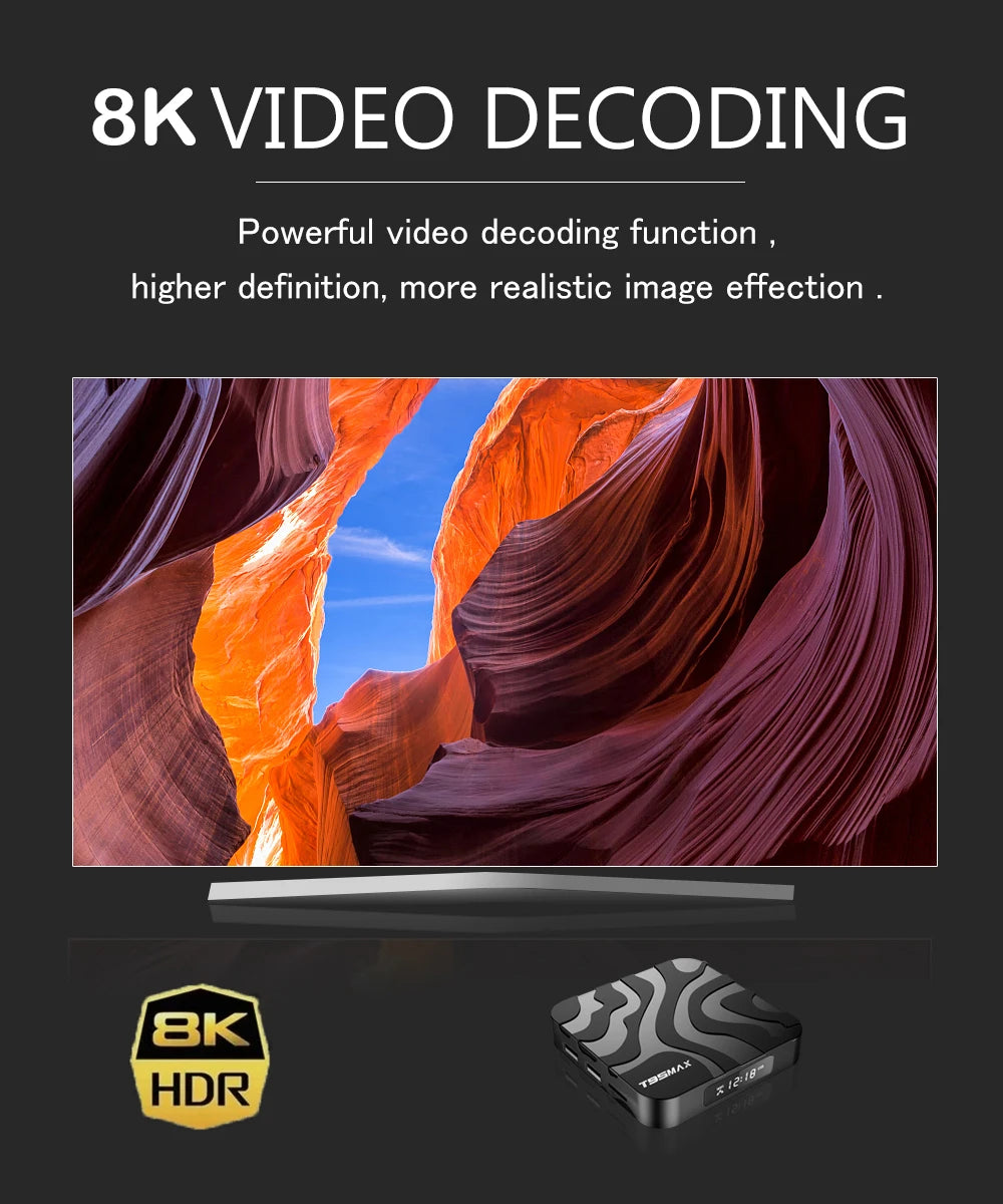 New H618 T95 Max Android 14 Smart TV Box - 8GB RAM, 128GB/64GB Storage, Double WiFi 2.4G & 5.8G, 6K 3D, Voice Assistant Media Player