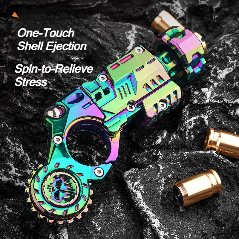 Alloy Shell-Ejecting Toy Launcher Set - Portable Finger Spinning Fidget Toy and Sensory Desk Gadget Gift for Boys