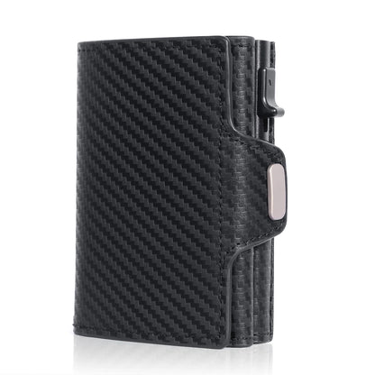 Pop-Up Credit Card Case with RFID Protection – Genuine Leather Wallet for Men & Women, Compartment for Notes and Coins