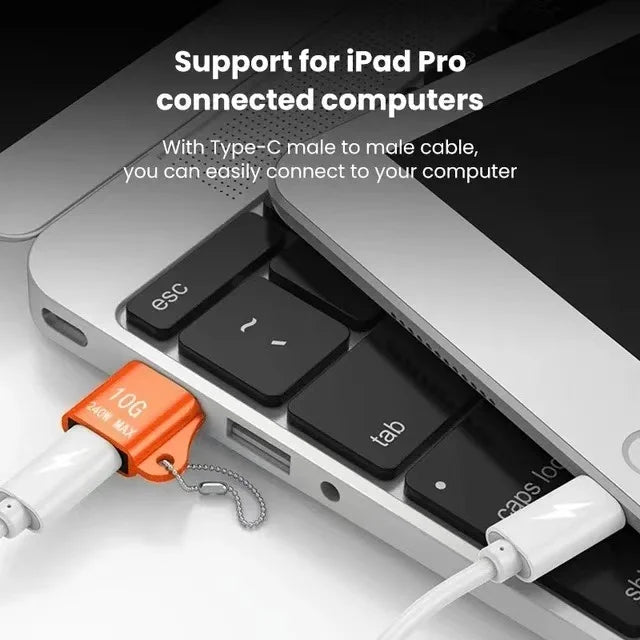 USB to Type-C Adapter — 10A OTG USB 3.0 Male to Female Converter for Fast Charging & Data Transfer, Compatible with MacBook, iPhone, Samsung