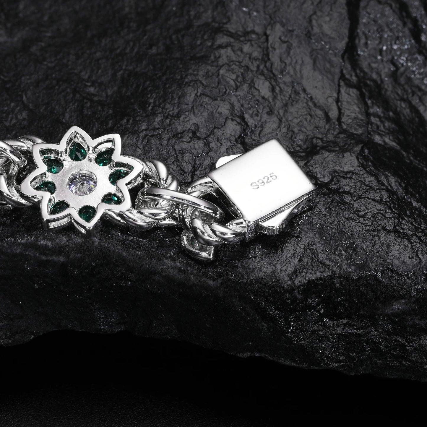 New Iced Out Moissanite Chain Necklace & Colorful Flower Bracelet – Hip Hop S925 Silver, 18K Plated Jewelry for Men & Women