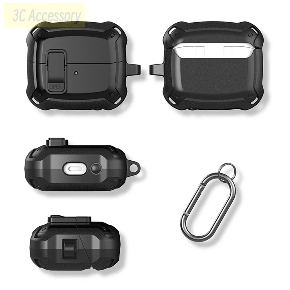 Military-Grade Shockproof Case for Samsung Galaxy Buds 3/3 Pro – Secure Lock Protective Cover for Men