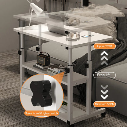 Adjustable Height Mobile Desk – Portable Rolling Stand-Up Desk with Wheels for Laptop, Bedside, and Small Office Use