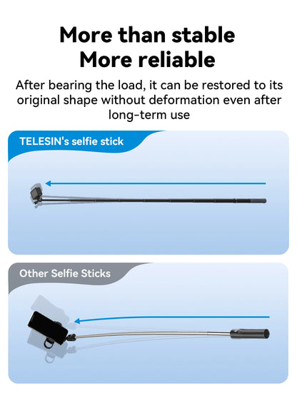 TELESIN 1.2M/3M Carbon Fiber Selfie Stick Monopod - Extendable with 1/4'' Screw for GoPro, Insta360, Osmo Action, DJI Action Camera