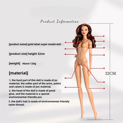 32cm Supermodel Doll with Stand – White Skin Fashion Doll with Woolen Hat, Trendy DIY Toy & Collector Gift