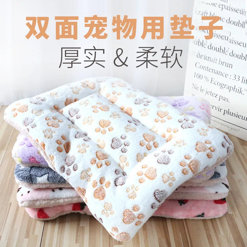 Thick Cat Sleeping Mat - Soft Flannel Pet Cushion Blanket for Cats & Small Dogs Winter Warm Comfort