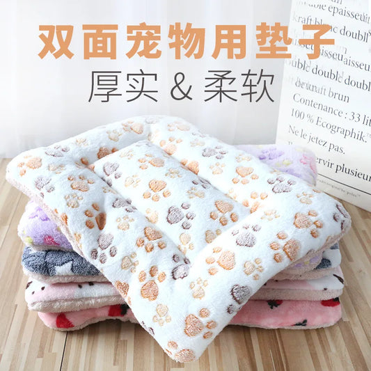 Thick Cat Sleeping Mat - Soft Flannel Pet Cushion Blanket for Cats & Small Dogs Winter Warm Comfort