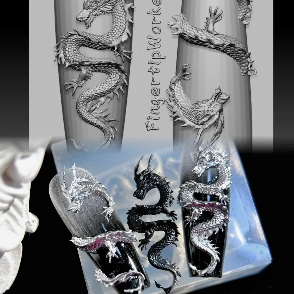 Snake Lolita Bow, Mushroom, Rose, Lotus, Bear 3D Acrylic Nail Mold - DIY Silicone Nail Decorations & Nail Art Products