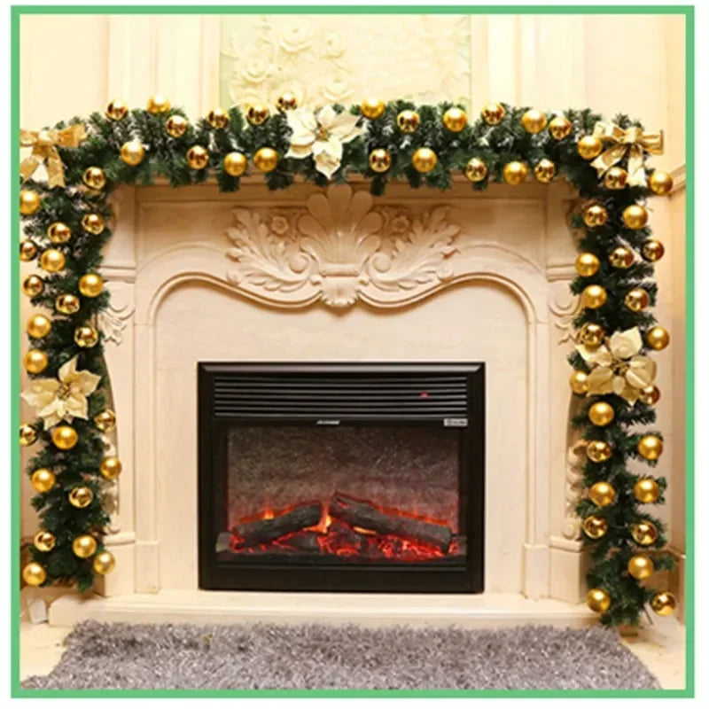 2.7M LED Rattan Christmas Garland – DIY Wreath for Stairs, Fireplace, Tree & Home Decoration