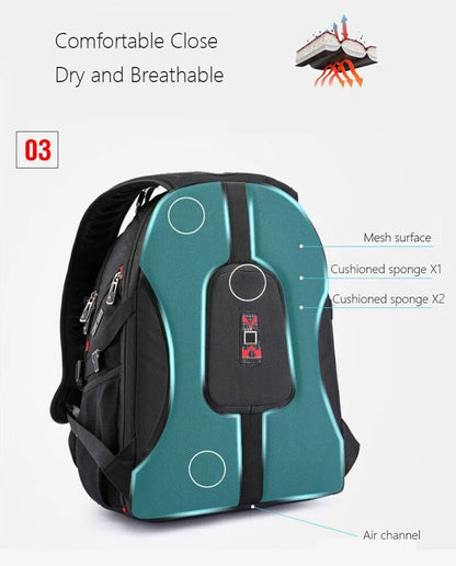 Swiss Multifunctional 17 Inch Laptop Backpack – Durable Travel Bag with USB Charging Port, Water-Resistant College Bookbag
