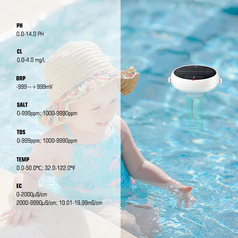 Tuya ZigBee 7 in 1 Chlorine Meter – PH, ORP, TDS, Salinity, Temp, and CL Test for Swimming Pool Water