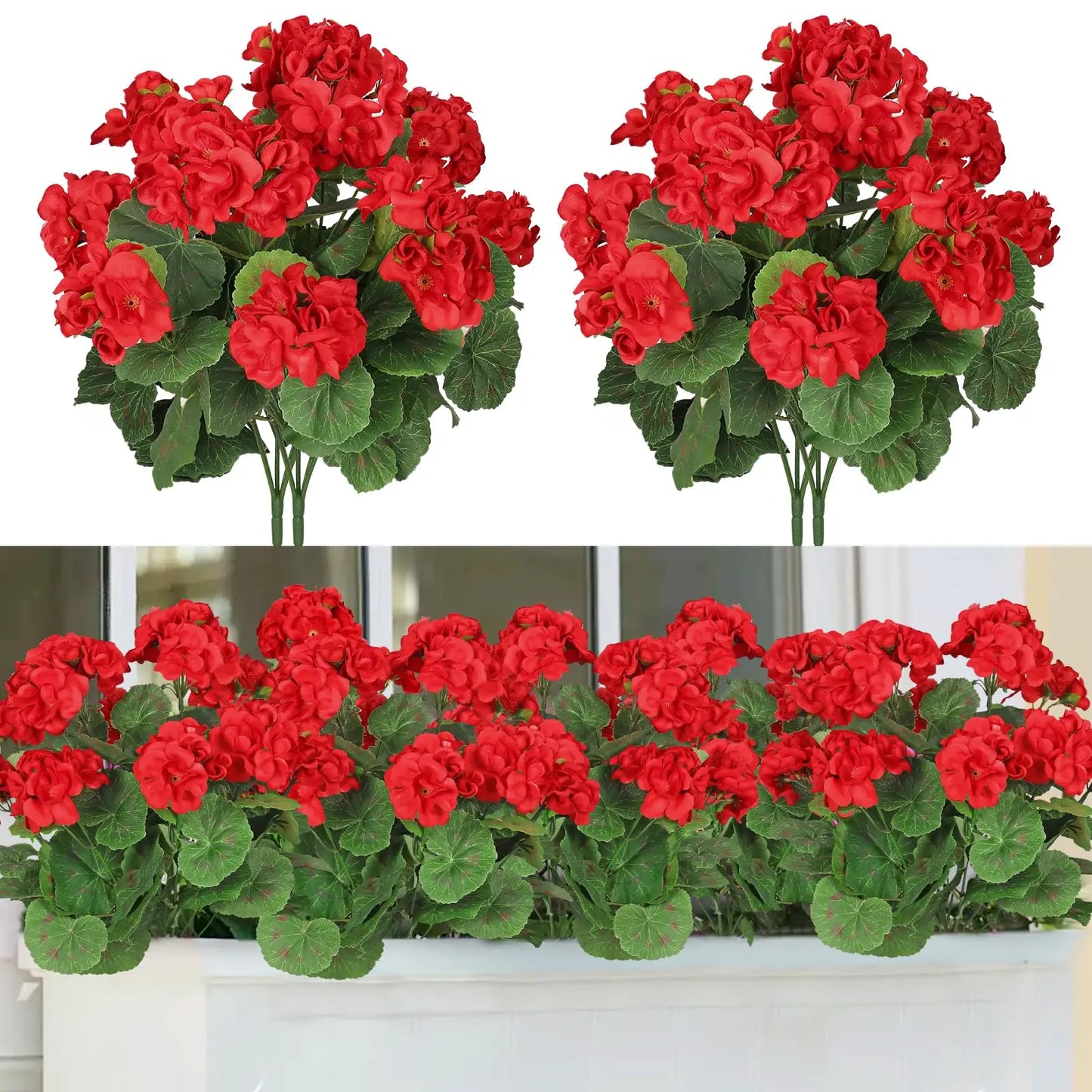 Artificial Geranium Silk Flower Bush – Outdoor Faux Floral for Wedding, Home, Garden & Table Décor