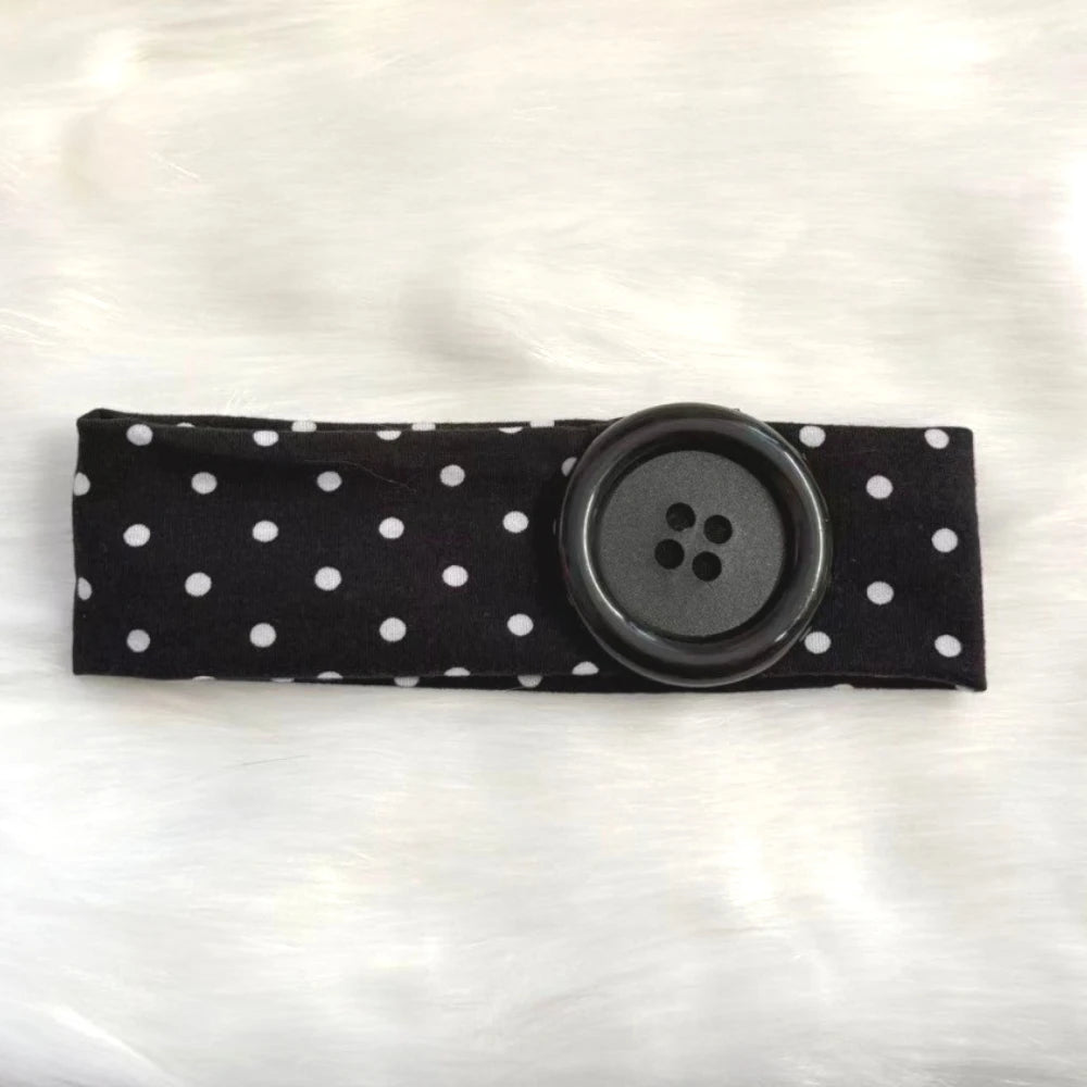 Y2K Vintage Polka Dot Headband - Trendy Button Hairband for Women, Cute Casual, Sports, and Yoga Accessories