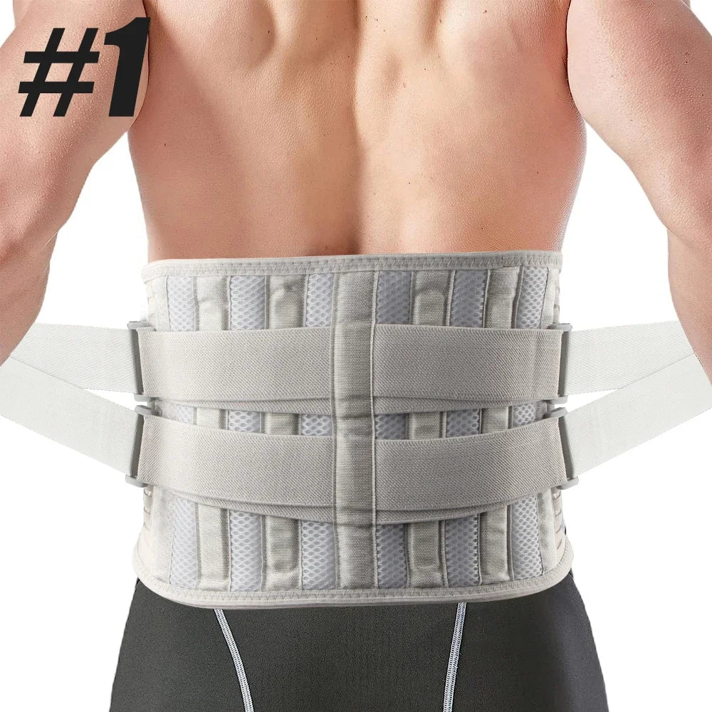 Tcare Sports Lower Back Brace with 6 Stays – Breathable Lumbar Support Belt for Pain Relief, Work Support & Anti-Skid Stability Strap