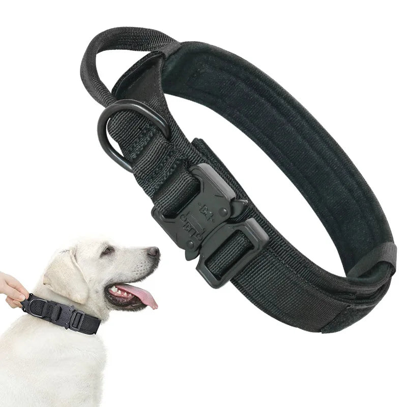 Nylon Tactical Dog Collar with Handle – Adjustable Durable Collar for Medium & Large Dogs Pet Accessories