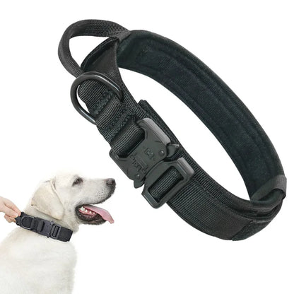Nylon Tactical Dog Collar with Handle – Adjustable Durable Collar for Medium & Large Dogs Pet Accessories