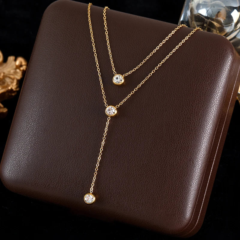 GANEMLY 316L Stainless Steel Water Drop Pendant Necklace – Trendy 18K Gold Plated Women’s Jewelry Gift