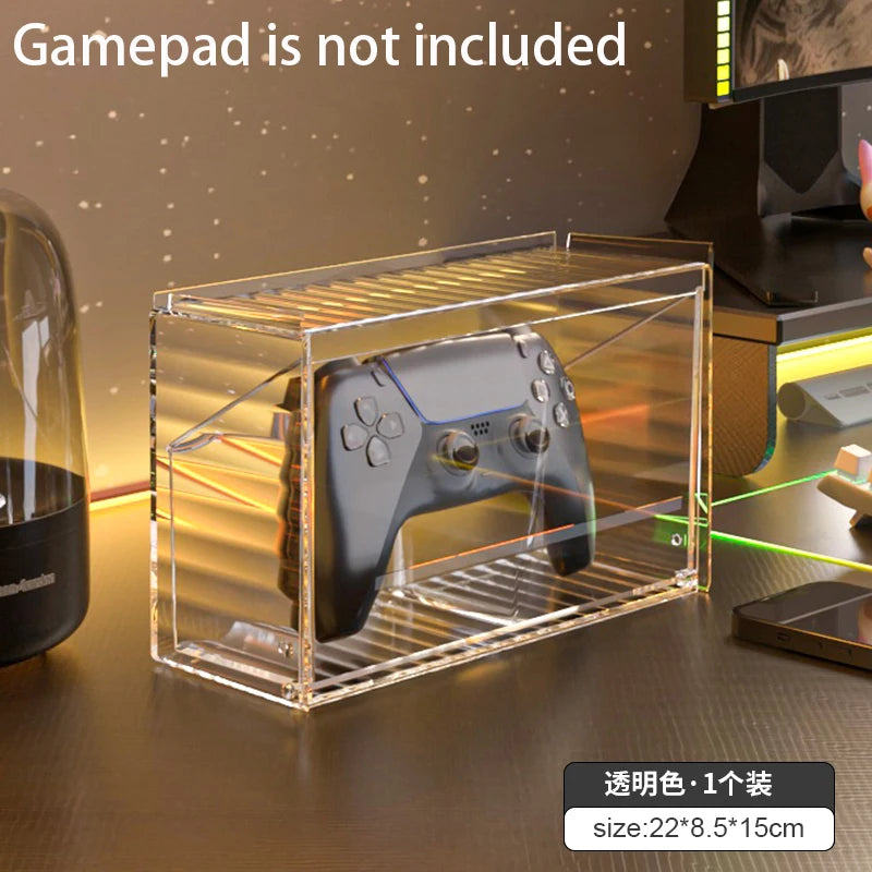 Clear Acrylic Game Controller Storage Box – Universal Dust Cover for PS5, Nintendo Switch & Xbox Desktop Protection