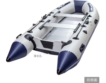 5-6 Person Inflatable Assault Boat – 3.8m PVC Fishing Rowing Boat with Aluminum Floor & Speed Raft Accessories