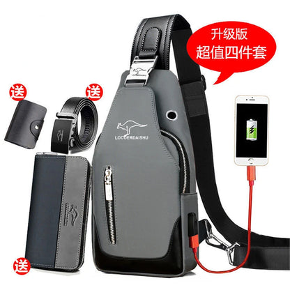 Men's Waterproof Oxford Chest Bag – Korean Style Casual Sport Crossbody Shoulder Messenger Bag