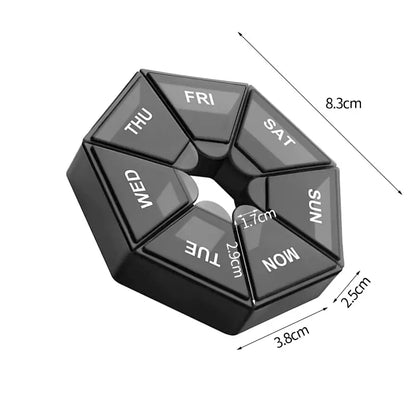 2Pcs Mini Travel Pill Storage Box - Portable Medicines Dispenser with Seven Compartments - Multifunction Plastic Sealer Box