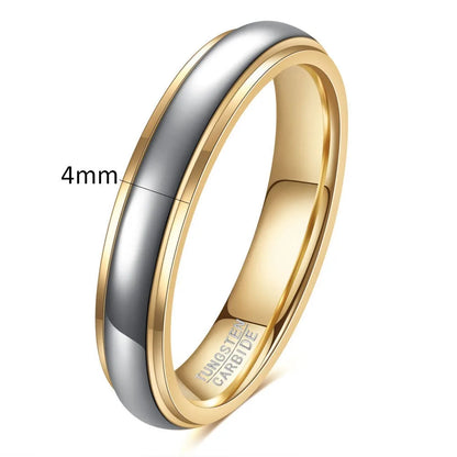 Classic 4/6mm Tungsten Wedding Band – Rose Gold Curved Stainless Steel Ring for Men & Women Couples Jewelry