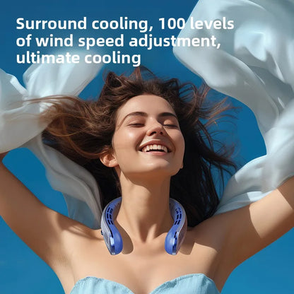8000mAh Bladeless Neck Fan - Rechargeable Portable Cooling Fan with LED Display for Outdoor Use