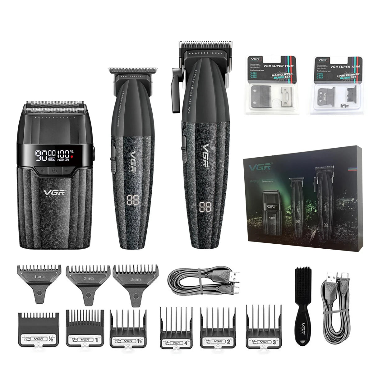 VGR Professional Hair Clipper V-640 S3 — 9000RPM Hair Cutting Machine & Beard Trimmer for Men