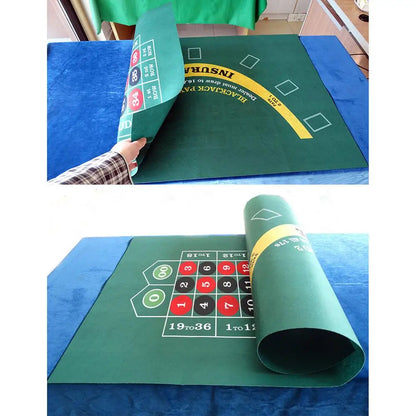 Double-Sided Tabletop Casino Felt Layout Mat – Professional Poker, Texas Hold'em & Blackjack for Roulette Games