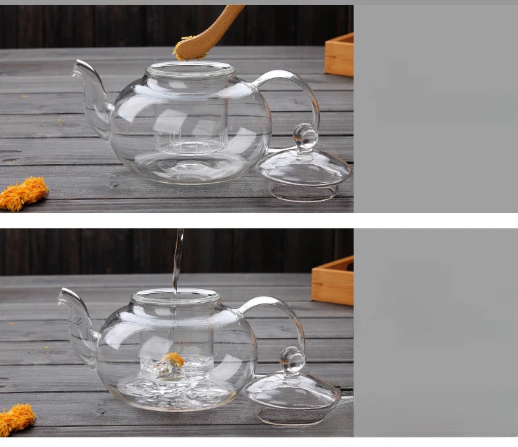 400ml/1000ml Heat-Resistant Glass Teapot – Kung Fu Teaware Set with Tea Strainer for Puer, Oolong, Barley