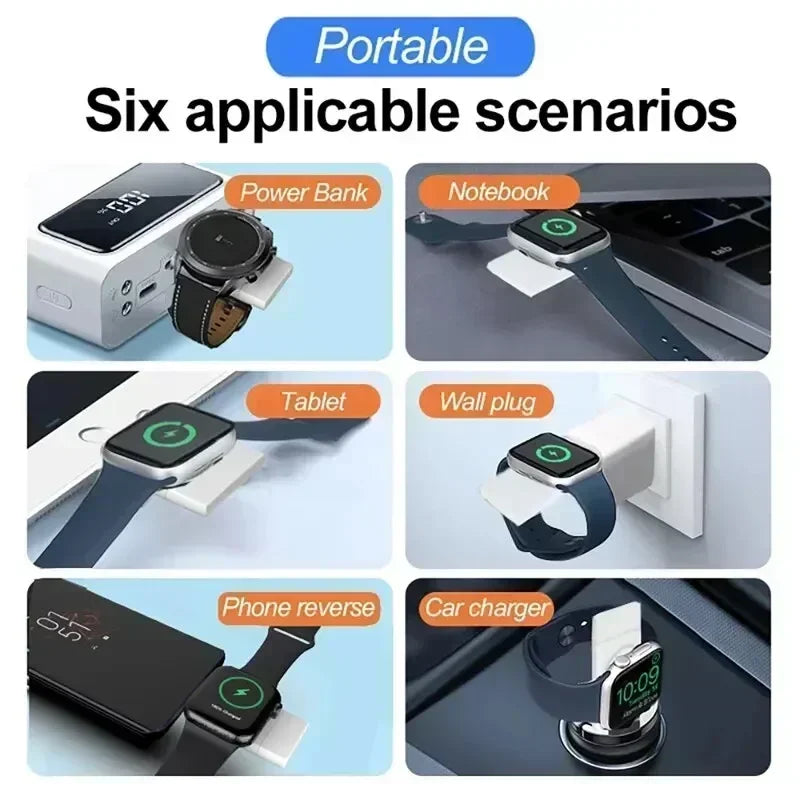 Magnetic Wireless Watch Charger USB-C — Fast Charging for Apple Watch 9/8/7/6/5/4/SE & Samsung Galaxy Watch 7/6/5/4 Active 1/2
