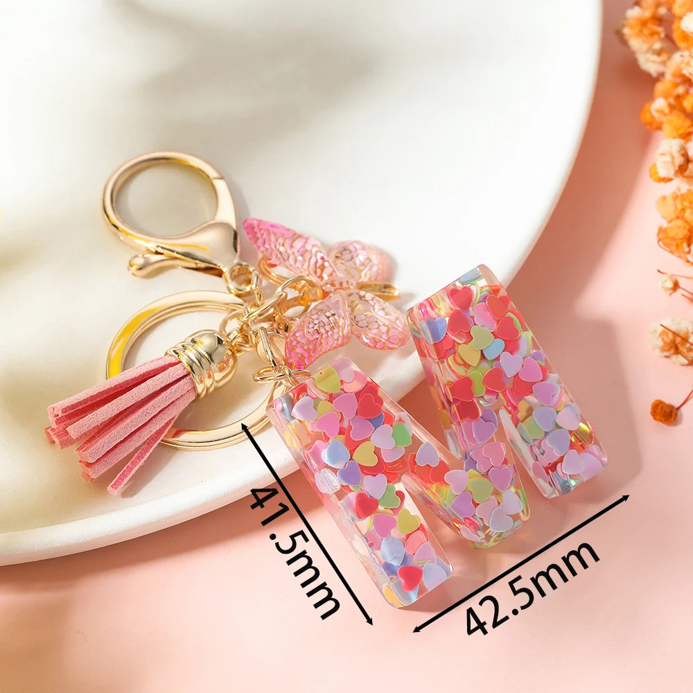 A-Z Letter Pendant Keychain - Tassel Key Ring Charm for Women & DIY Jewelry Making