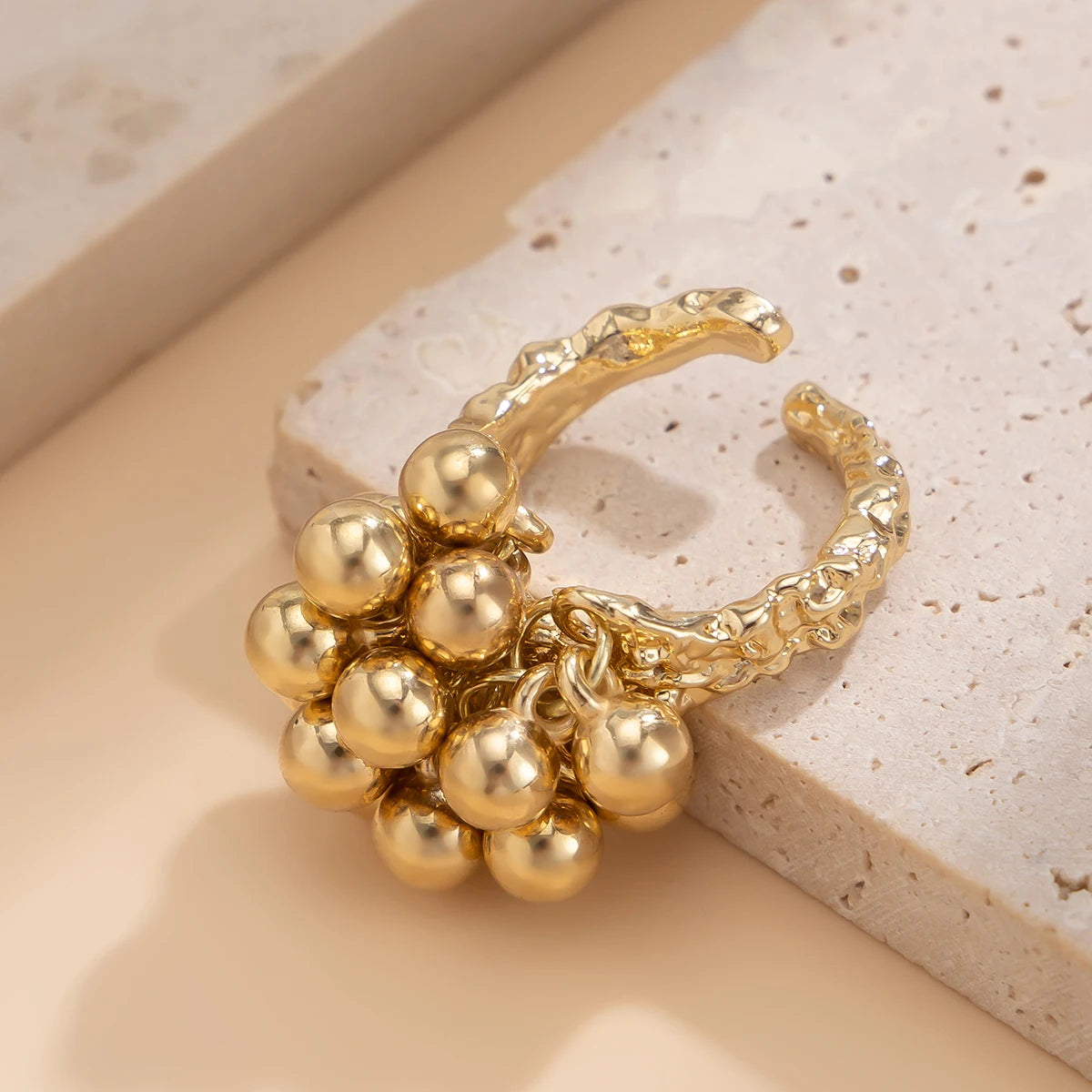 Salircon CCB Small Ball Open Ring – Punk Hip Hop Metal Finger Ring for Women & Men 2024 Jewelry Gift